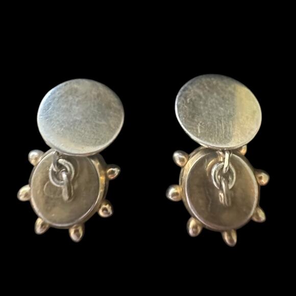 VTG 1950s Gold Tone Nautical Compass Ship Wheel Chain Cufflinks – Steampunk - Picture 4 of 8